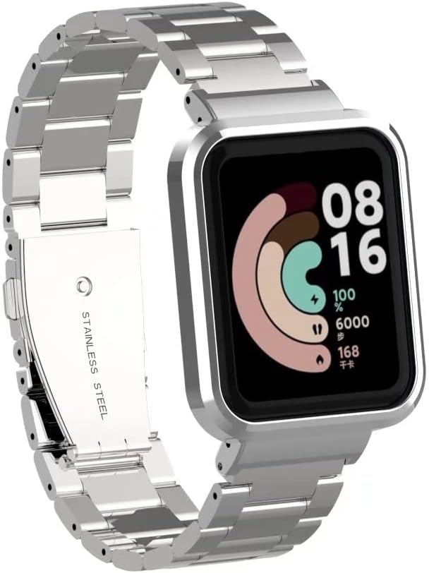 T-BLUER Compatible con Xiaomi Mi Watch LiteRedmi Watch Lite, correa de repuesto de metal de acero inoxidable compatible con Xiaomi Mi Watch