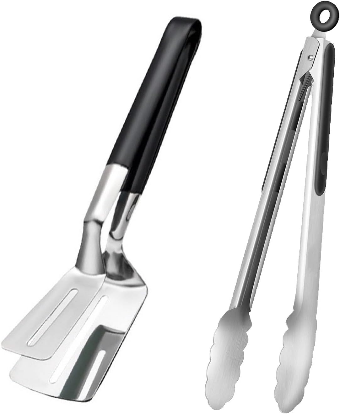 2 pinzas de acero inoxidable 304 para cocina, pinzas multiusos para barbacoa, pinza para pan, abrazadera para carne frita, pescado volteado, pinzas