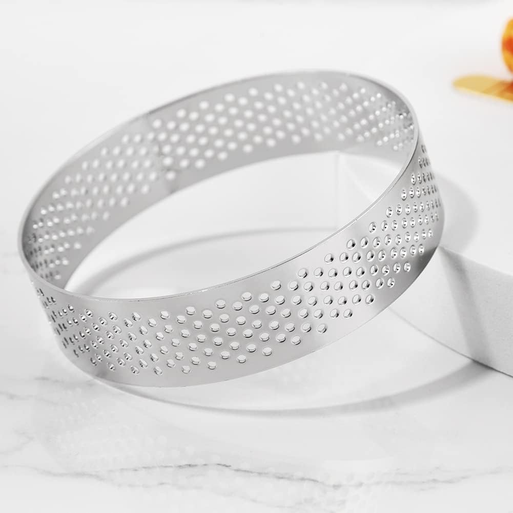 Guowall Anillo para tarta de acero inoxidable, molde de metal para pastelería para tartaleta circular, postre francés, corteza de tarta de fruta