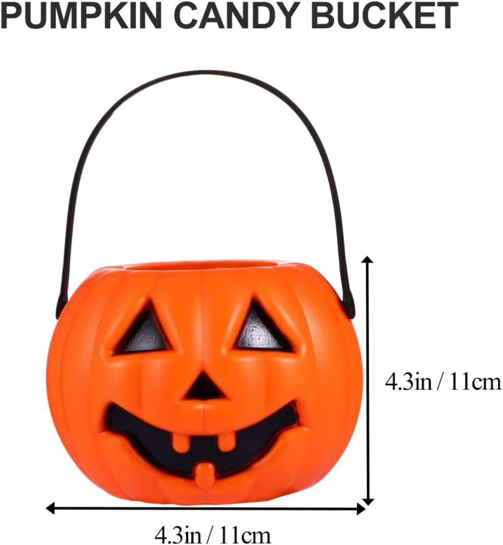 CALLARON Candy Tote – 6 cubos de calabaza de Halloween para caramelos de calabaza Jack O Lantern, cubo de calabaza, cubeta de caramelo de Halloween