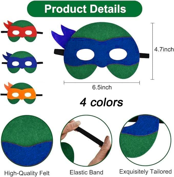 BOLCOWE Turtle Mask for Kids Felt Party Favors Birthday Party Cosplay for HalloweenChristmasTheme Role-playing