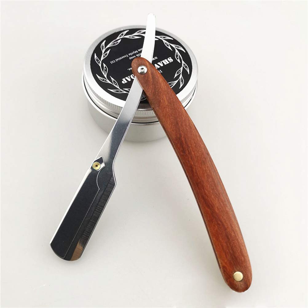 Beaupretty Maquinillas de afeitar de acero rectas elegantes para hombre, estilo vintage, lacio, de metal, maquinilla de afeitar de peluquero sin