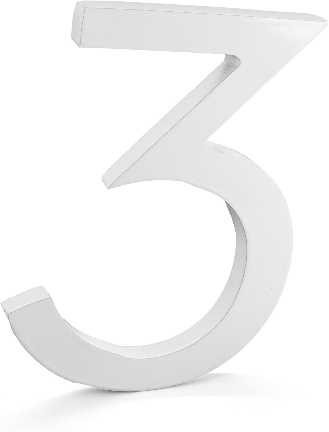 Montague Metal Products MHN-04-F-WE1-3 Números de casa de dirección flotantes modernos de aluminio cepillado sólido, 4 pulgadas, blanco con