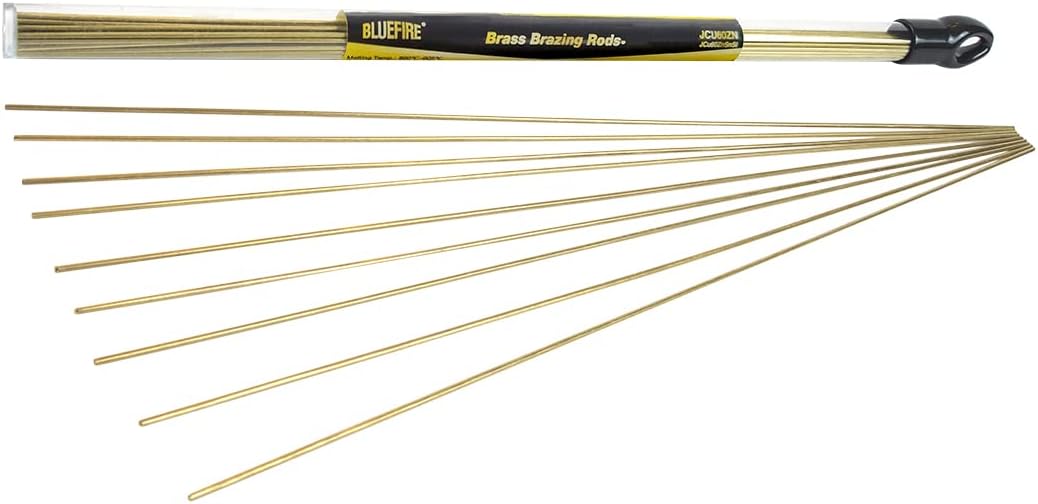 BLUEFIRE 40 varillas de soldadura de latón desnudo de 12 libra, fácil flujo, varillas redondas sólidas, diámetro 116 pulgadas x longitud 14