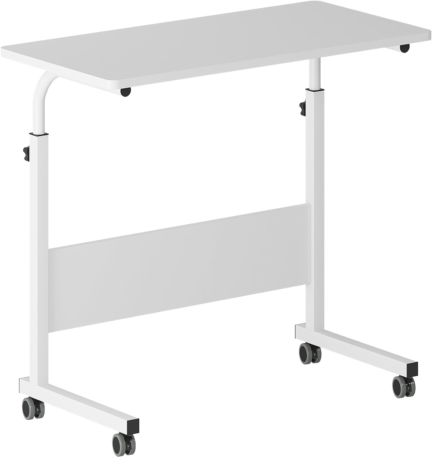DlandHome Escritorio con ruedas ajustable, mesa auxiliar móvil de 31.4 pulgadas con ruedas, mesa C ajustable, soporte portátil para computadora