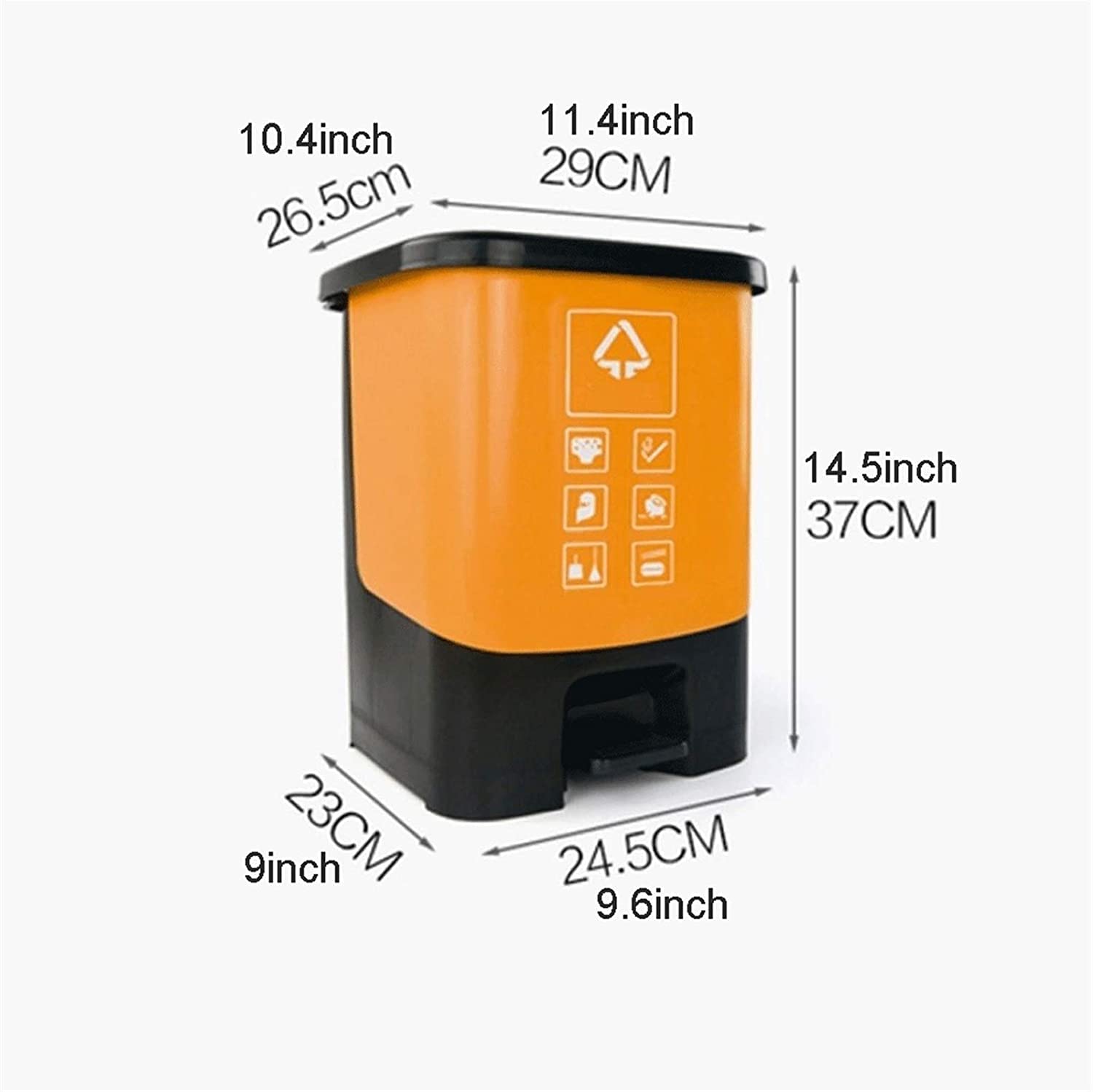 TISTIK Bote de basura Sorting Trash Can with Lid 20L5.2Gallon Foot Pedal Trash Can Outdoor with 2 Compartments for Home Kitchen Industrial Use Trash