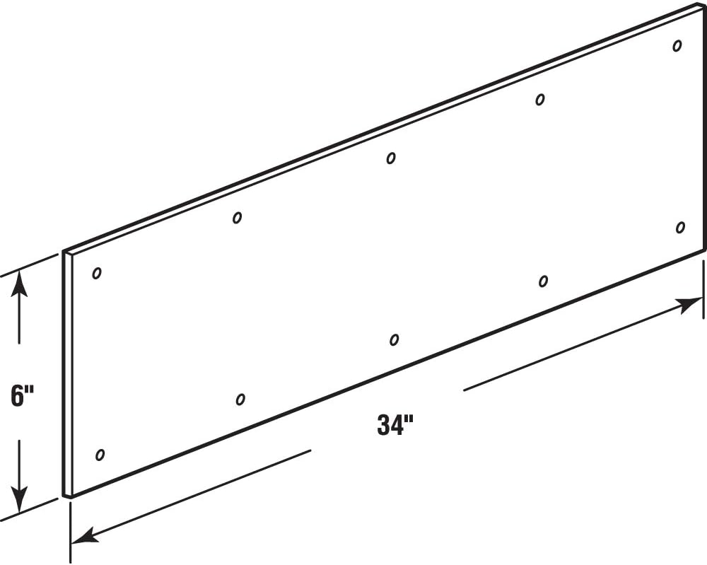 Prime-Line J 4620 – Placa de puerta de 10 x 34 pulgadas, aluminio satinado y placa de patada de puerta Prime-Line MP4837, 6 x 34 pulgadas, aluminio