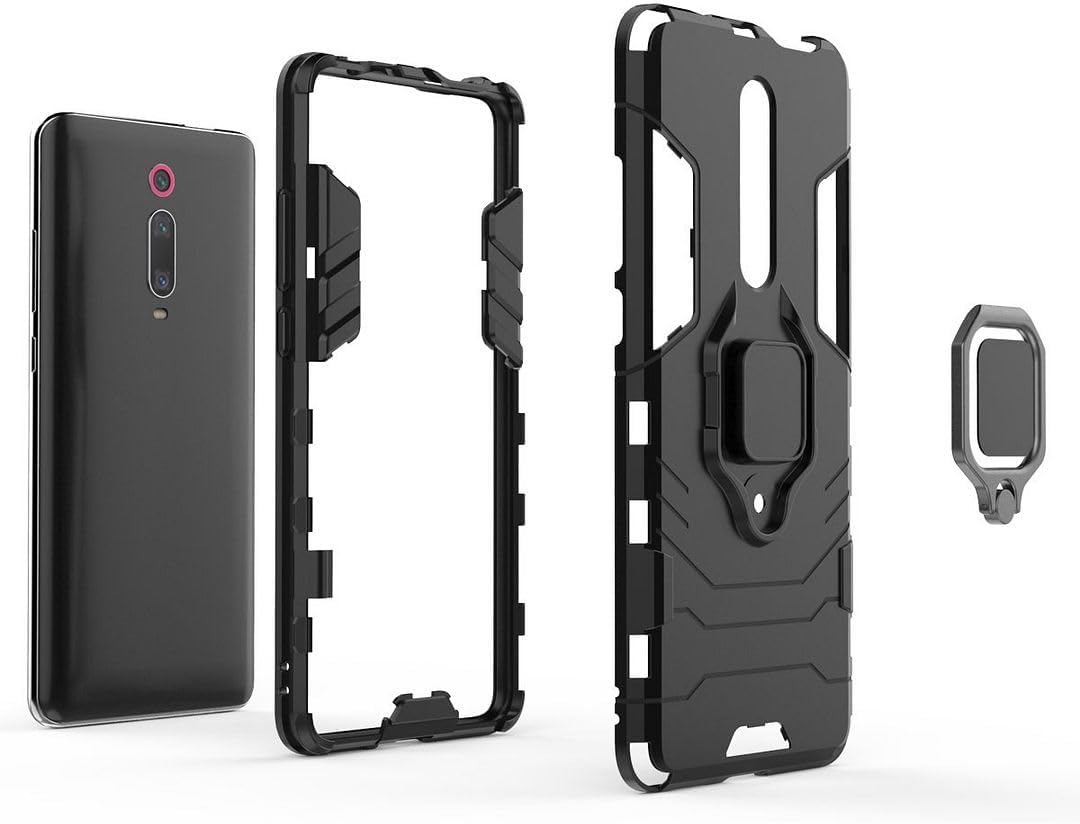 Funda para Xiaomi Mi 9T  Mi 9T Pro, Ring Kickstand Hybrid 2 en 1 PC y silicona Cubierta protectora a prueba de golpes de doble capa para Xiaomi Mi