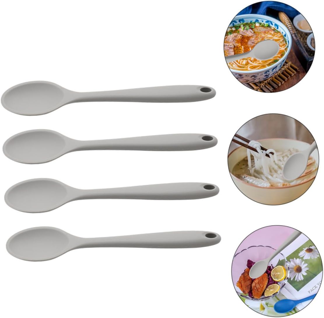 NOLITOY Cuchara de silicona 8 cucharas de arroz cucharón de sopa de silicona cucharada de silicona Cucharas de sopa Cuchara Cuchara de cerámica