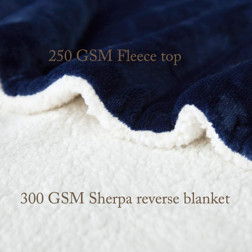LBRO2M Manta de cama de forro polar sherpa, tamaño King, súper suave, mullida, cálida, acogedora, de microfibra esponjosa, manta de terciopelo doble