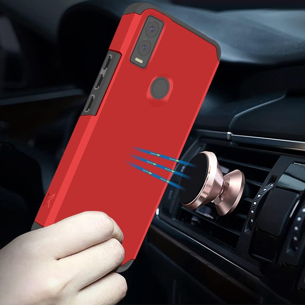 TJS Funda compatible con Cricket Innovate E 5G (solo versión E, juego de 2 cámaras), con protector de pantalla de vidrio templado de doble capa