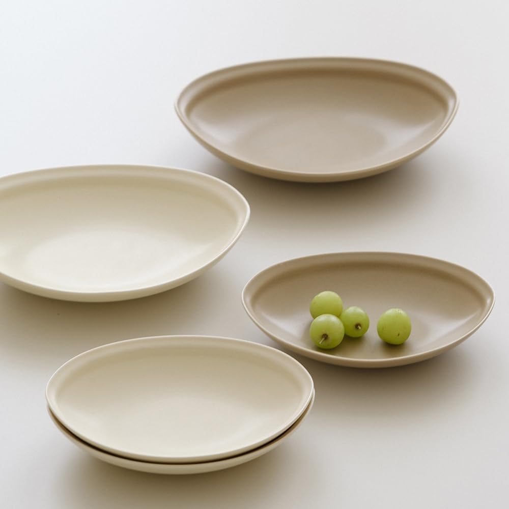 WENSHUO Plato ovalado en forma de barco, plato de cerámica para aperitivos, alimentos, galletas, postres, ensaladas, 8.5 pulgadas, juego de 6, crema