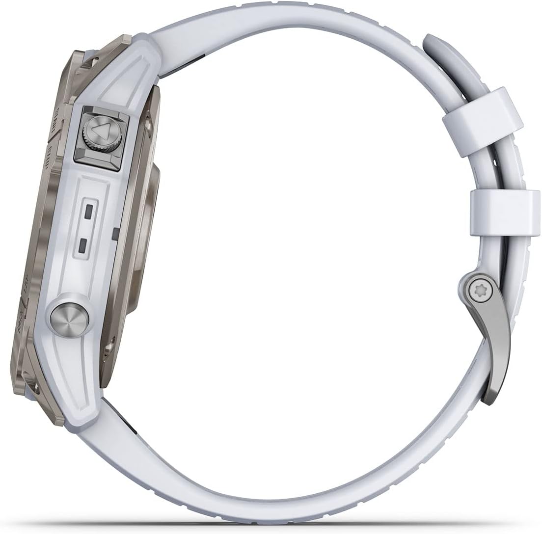 Garmin epix Pro (Gen 2) Sapphire (TitanioPiedra Blanca) Reloj GPS para exteriores  2.008 in con pantalla AMOLED y linterna integrada  Paquete de
