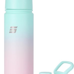SUNWILL Botella de agua aislada con popote, botella de agua para deportes y viajes, 22 onzas, acero inoxidable de doble pared, apta para portavasos, SUNWILL Botella de agua aislada con popote, botella de agua para deportes y viajes, 22 onzas, acero inoxidable de doble pared, apta para portavasos,