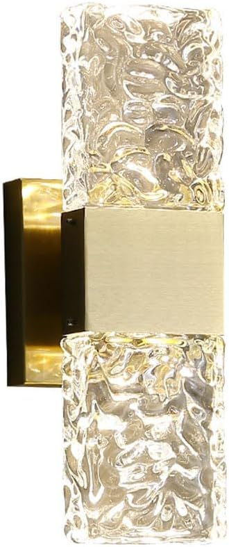 Modernos apliques de pared de cristal, lámpara de pared con acabado de color dorado mate, iluminación de pared de cristal con pantalla de vidrio
