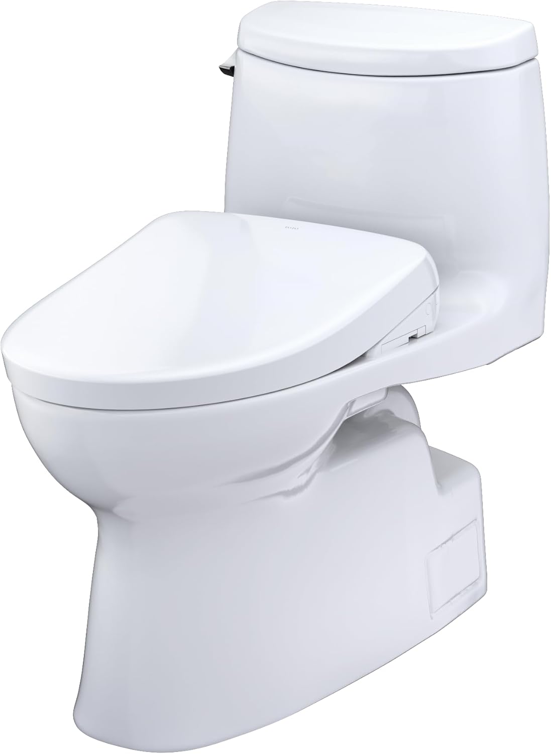 TOTO WASHLET+ Carlyle II – Inodoro alargado de una pieza de 1.28 GPF con asiento de bidé contemporáneo WASHLET+ S7A, algodón blanco –