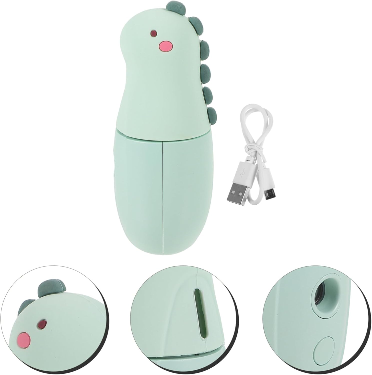 Beavorty 1 Unidades Nano Spray Dispositivo de Hidratación Pequeño Dinosaurio Humidificador Carga USB Mini Vapor Facial Portátil Luz Verde Belleza