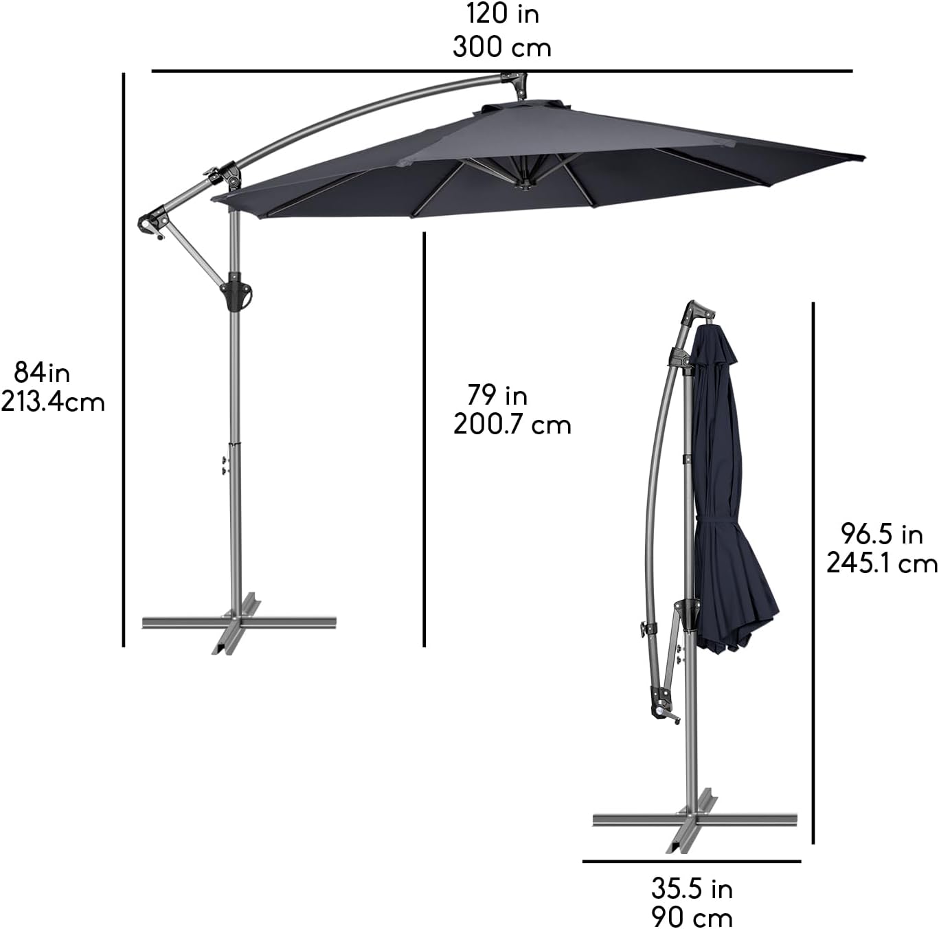 Sombrilla de patio con base incluida, sombrilla de 10 pies para jardín con 8 varillas y resistente a los rayos UV