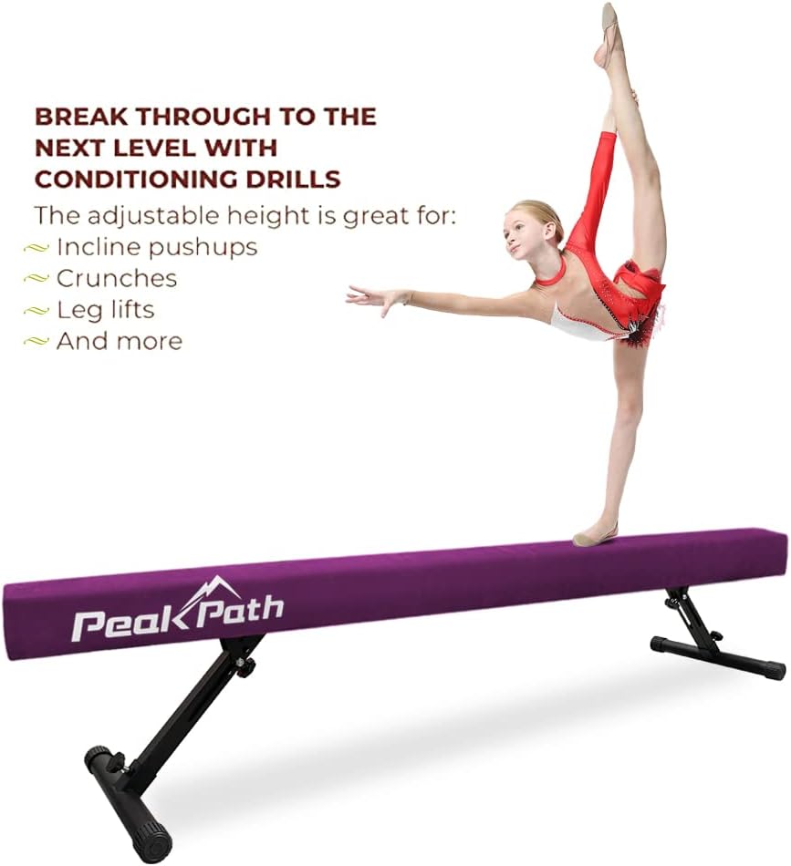 Haz de equilibrio de gimnasia ajustable y plegable de 8 pies, equipo de gimnasio en casa, fácil montaje y almacenamiento, no requiere herramientas,