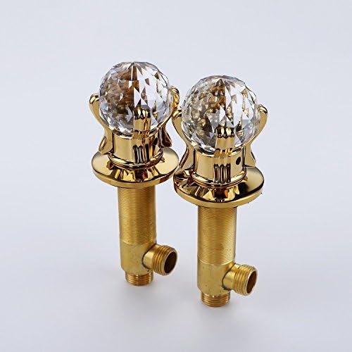 Grifo del fregadero del cuarto de baño 3 agujeros montado generalizado latón baño grifo cristal manija mezclador oro Ti-PVD (oro)