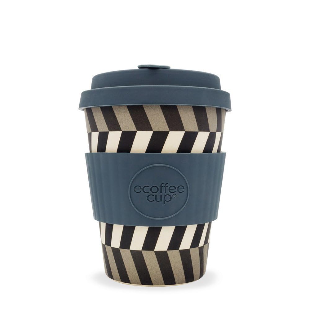 Ecoffee Cup Tazas de café de viaje reutilizables y sostenibles de 12 oz con tapa de silicona sin fugas, hechas con fibra de bambú natural, mira a