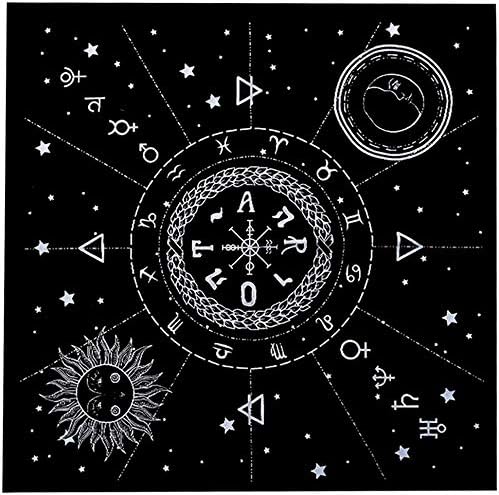 Indian Consigners Tela de altar 12 constelaciones Sol, Estrella y Luna Universo Premium Brujería Alter Tarot Spread Top Cloth Wicca Square Spiritual