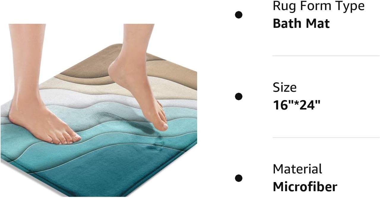 Britimes Tapetes de baño para baño, tapetes de baño antideslizantes, cubierta lavable de playa abstracta, tapete para decoración de baño, 16 x 24