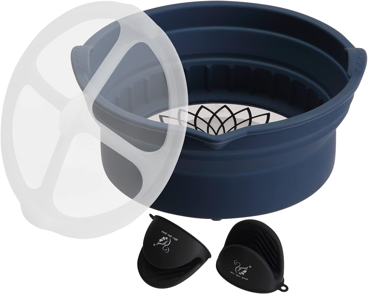 Utensilios de cocina para microondas para cocinar cuencos de mezcla seguros para microondas para verduras de silicona plegable sin BPA 1.2L