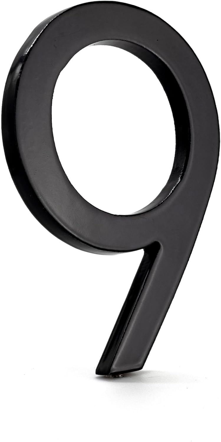 Montague Metal Products, MHN-10-F-BK1-9, Números flotantes modernos de aluminio cepillado sólido, 10 pulgadas, negro con recubrimiento en polvo