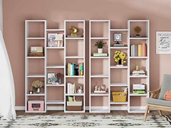 Estantería de 14 cubos para espacios pequeños, color blanco