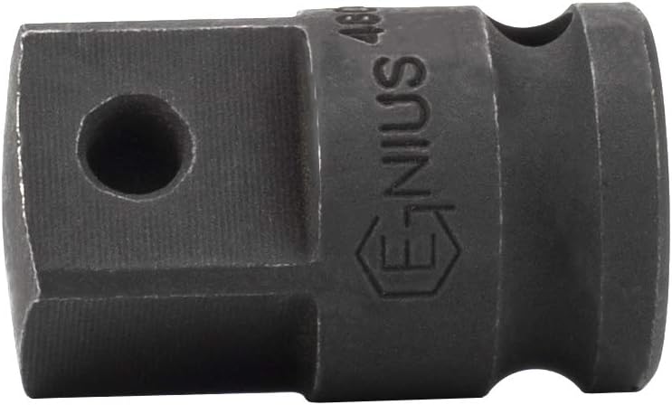 Genius Tools Adaptador de impacto Dr. 12″ F × 34″ M con orificio para pasador (CR-Mo) – 480066CM