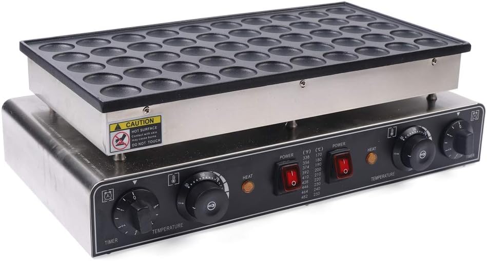 1.7KW 110V Máquina comercial para hacer panqueques 50 agujeros eléctrico mini holandés panadero antiadherente waffles panadero para el hogar cocina