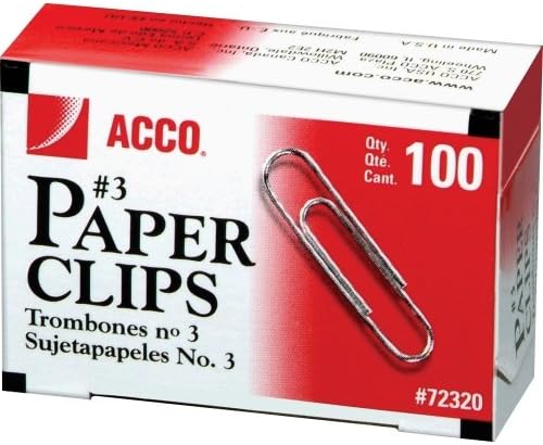 Acco Economy #3 Clips de papel 100Pkg-Smooth Silver .937″