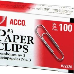 Acco Economy #3 Clips de papel 100Pkg-Smooth Silver .937″ Acco Economy #3 Clips de papel 100Pkg-Smooth Silver .937″