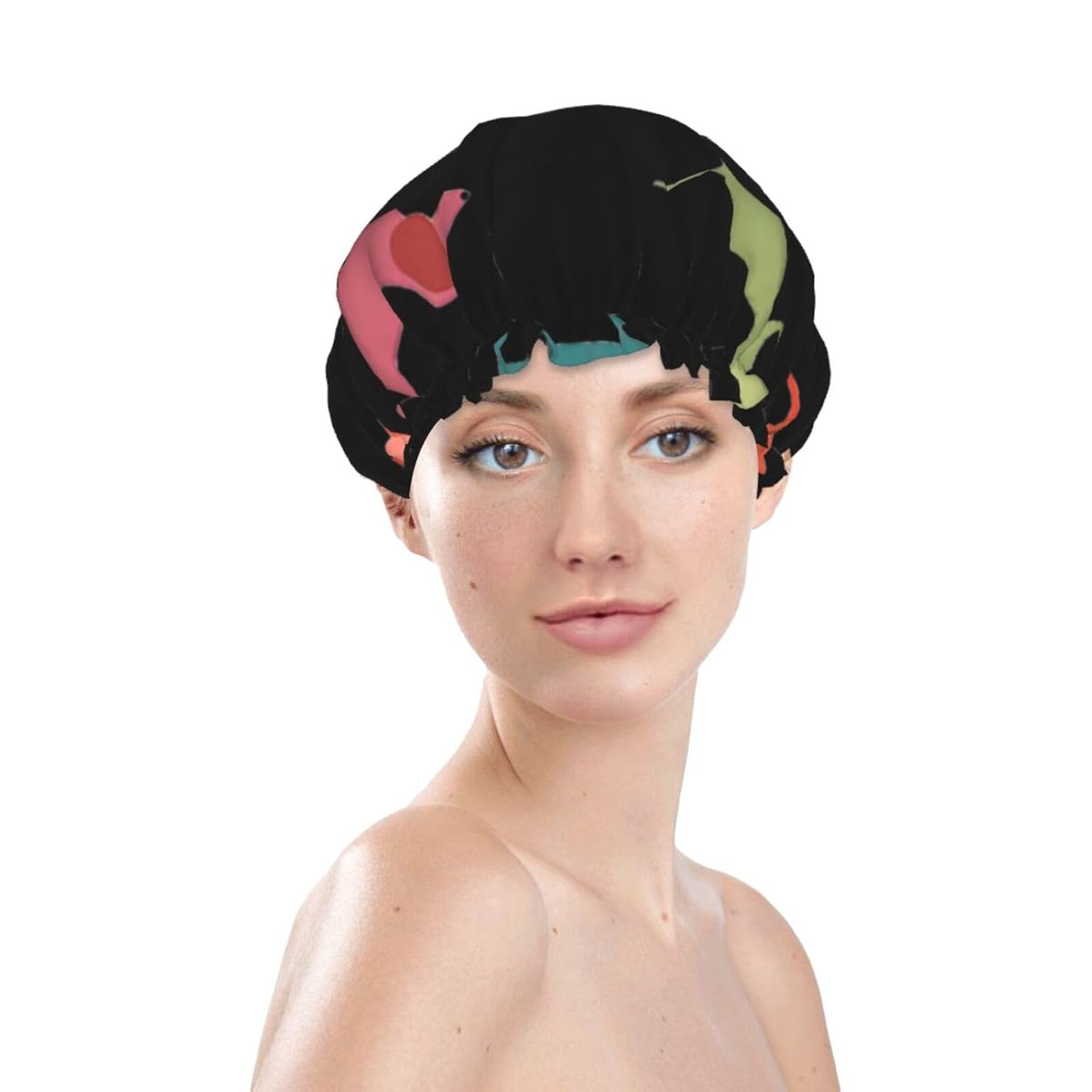 Gorro de ducha impermeable de doble capa con estampado de perros salchicha, adecuado para todas las longitudes de cabello (10.6 x 4.3 pulgadas)