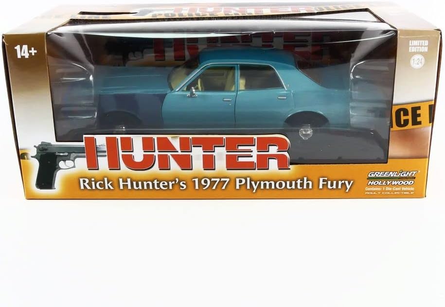 1977 Plymouth Fury Unrestored Turquoise Metallic (Sargento Rick Hunter’s) Hunter (1984-1991) Serie de TV 124 Modelo de automóvil fundido a presión