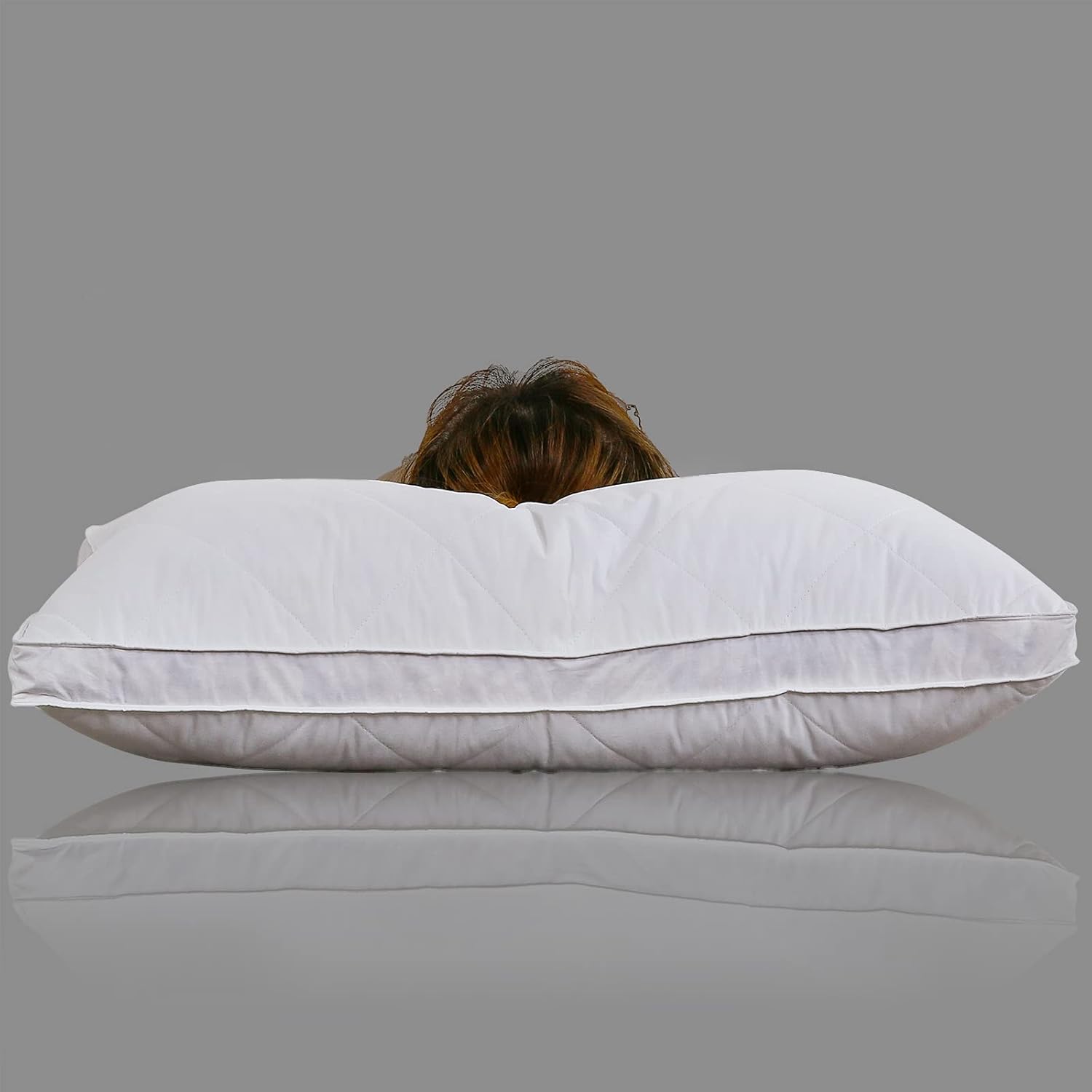 Paquete de 2 almohadas de plumas de ganso blanco. Funda de algodón egipcio de 600 hilos. Almohada de firmeza media, apoyo suave, tamaño king. Color