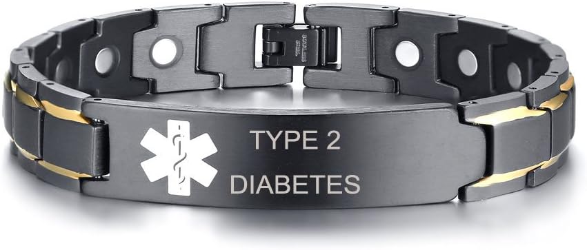 XUANPAI Pulseras de alerta médica para hombres y mujeres con grabado gratuito ajustable de acero inoxidable para emergencias médicas de