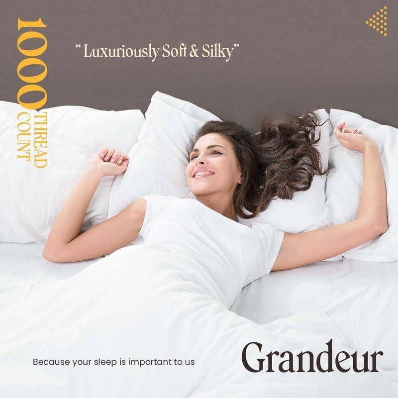 SGI bedding Juego de sábanas de algodón egipcio de 1000 hilos, sábanas de 1000 hilos para cama tamaño King, sábanas suaves y duraderas, sábanas de
