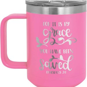 For it is by grade you has been saved 15 oz Taza de café con tapa deslizante  Taza de café de viaje aislada  Ideas de regalo de cumpleaños o Navidad For it is by grade you has been saved 15 oz Taza de café con tapa deslizante  Taza de café de viaje aislada  Ideas de regalo de cumpleaños o Navidad