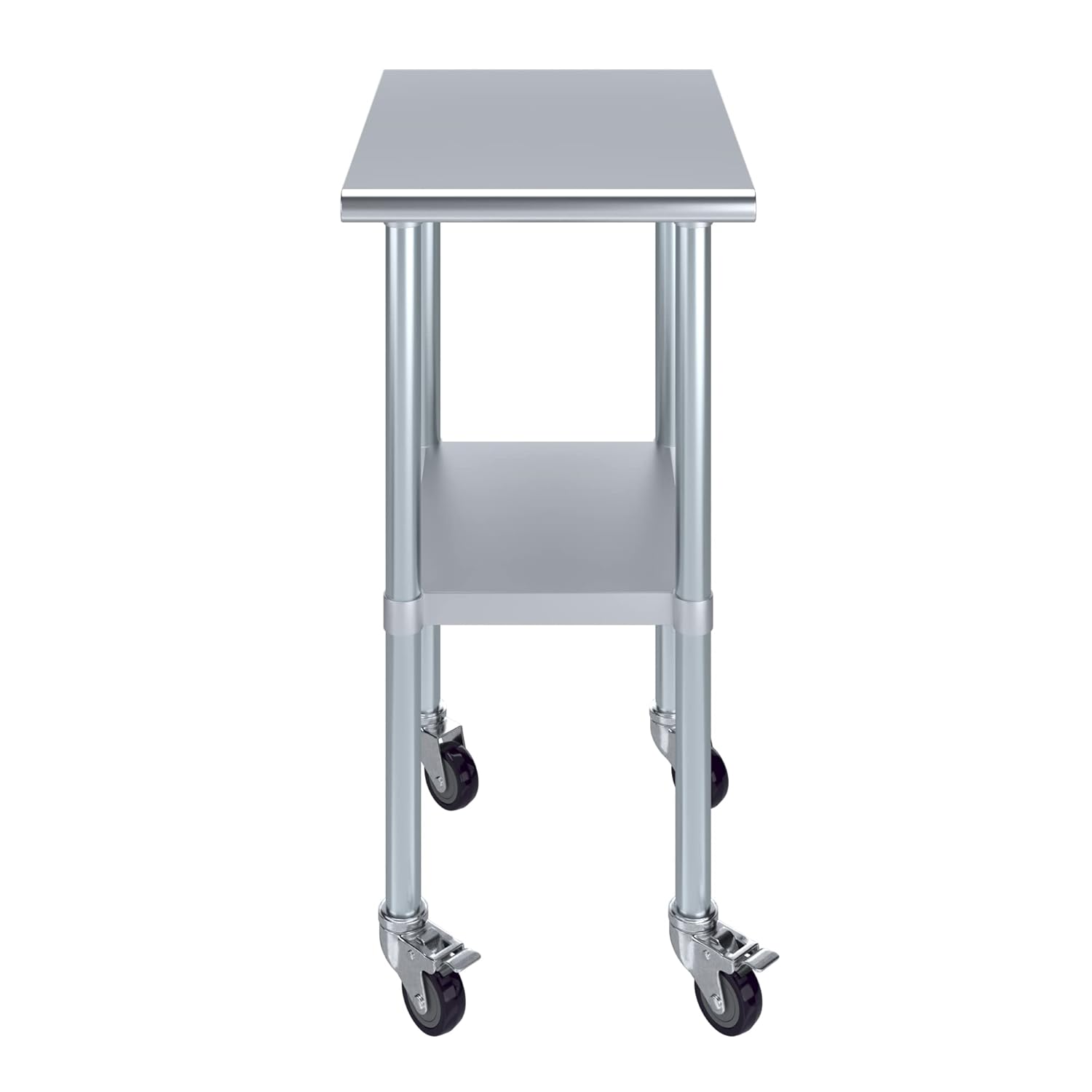 Mesa de trabajo AmGood de acero inoxidable con ruedas de 24 x 18 pulgadas  Mesa móvil de metal  Preparación de alimentos
