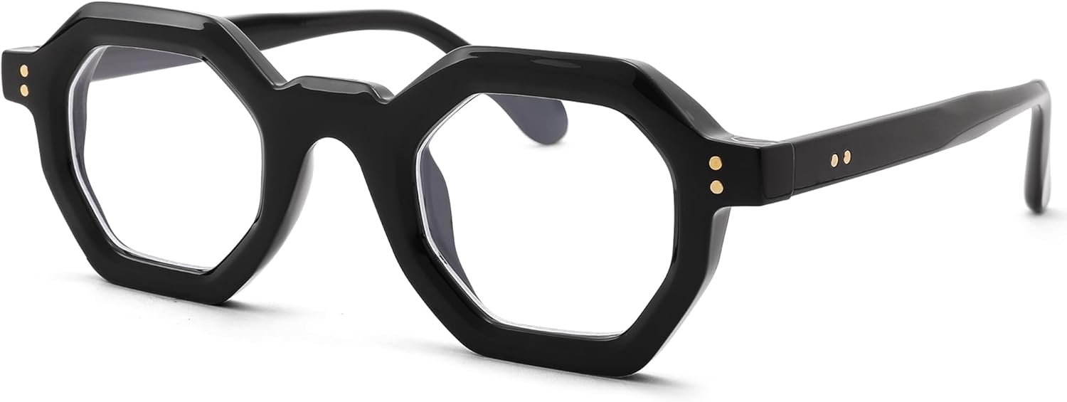 NULOOQ Gafas de luz azul para mujer  Lentes de computadora poligonales pequeños retro de moda para hombre, gafas sin receta