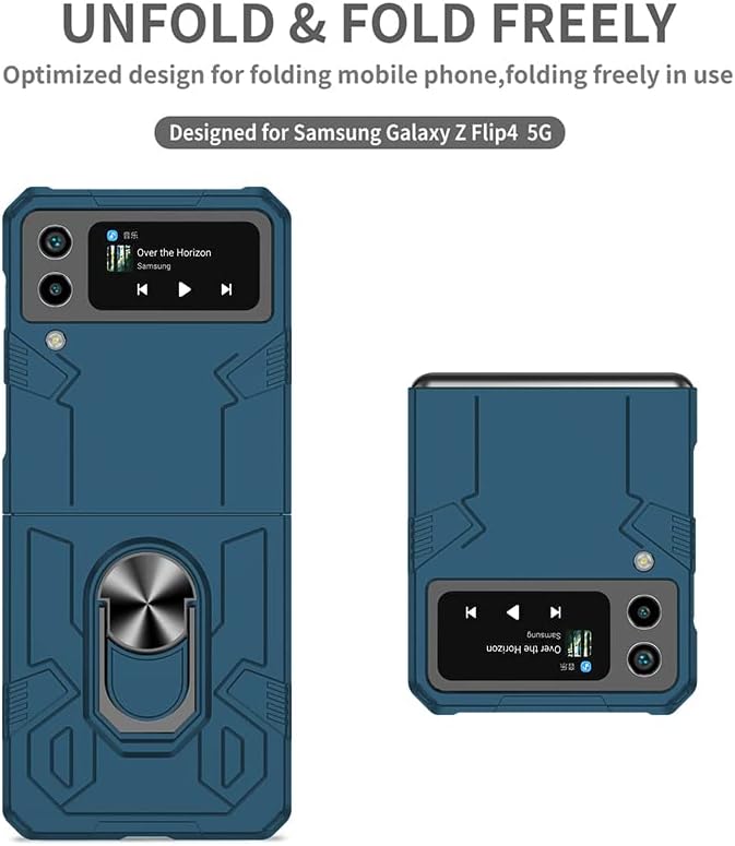Asuwish Funda de teléfono para Samsung Galaxy Z Flip 4 5G 2022 Funda y soporte para anillo delgado híbrido protector móvil Kickstand niños niñas