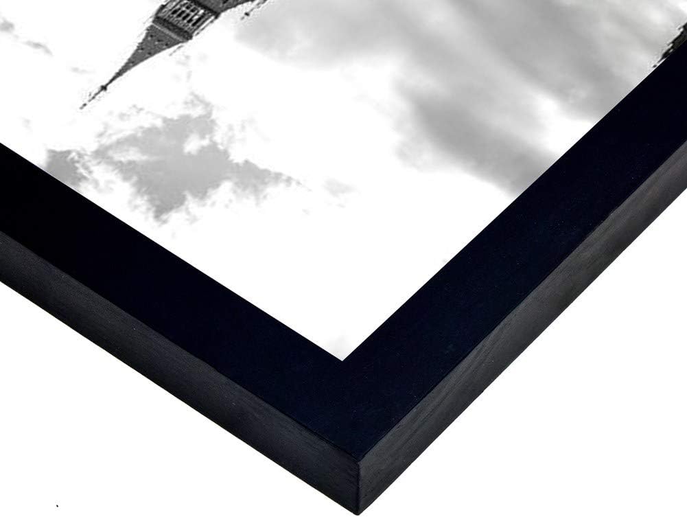 FOLANCRA Marco de fotos negro de 11 x 14 pulgadas, hecho de madera maciza, resistente a las roturas, plexiglás instalado en la pared, marco de póster