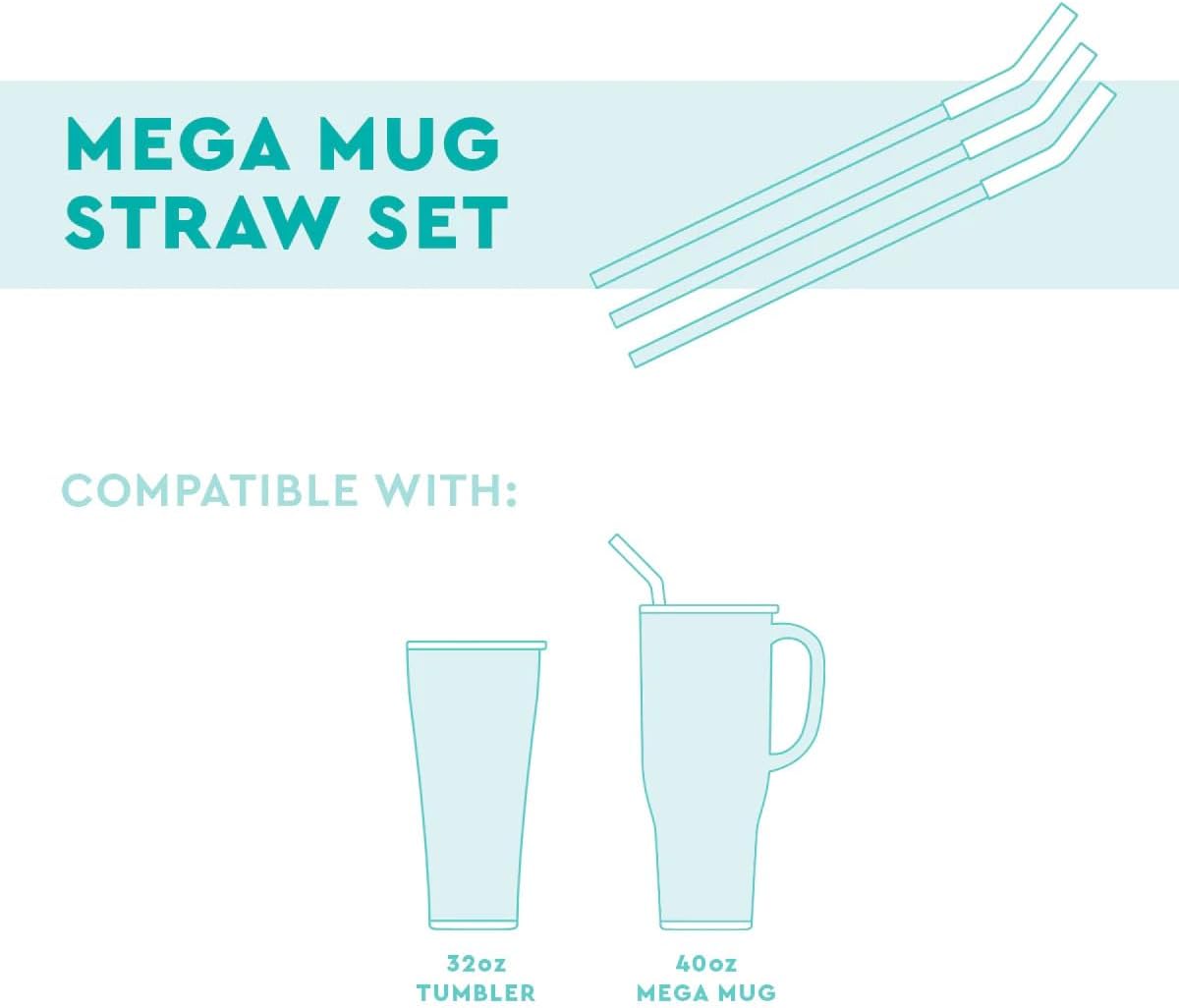 Swig Life Juego de popotes altos reutilizables y cepillo de limpieza, cada popote es de 14 pulgadas de largo (se adapta a vasos Swig Life de 40