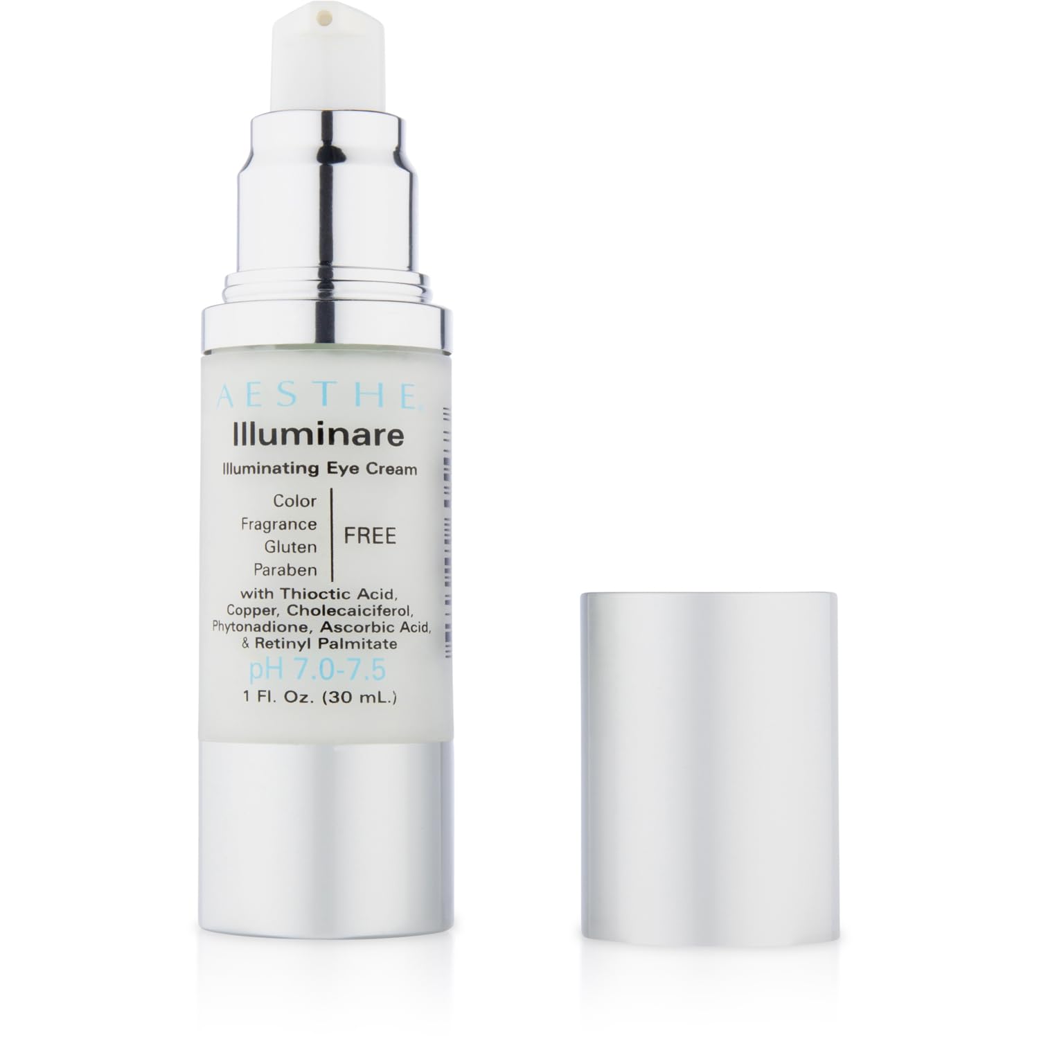 Illuminare – Crema iluminadora para ojos, sin color, sin fragancia, sin gluten, para el cuidado de la piel con ácido tióctico, cobre y más, para