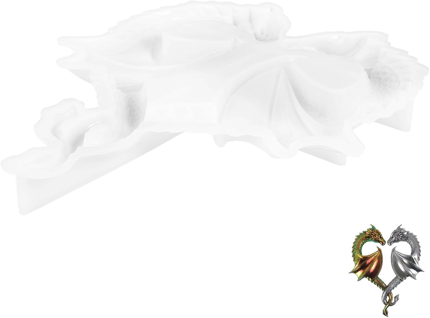 EXCEART Molde de silicona de dragón 3D, molde de resina de corazón de dragón doble, molde de fundición en forma de dragón para manualidades,