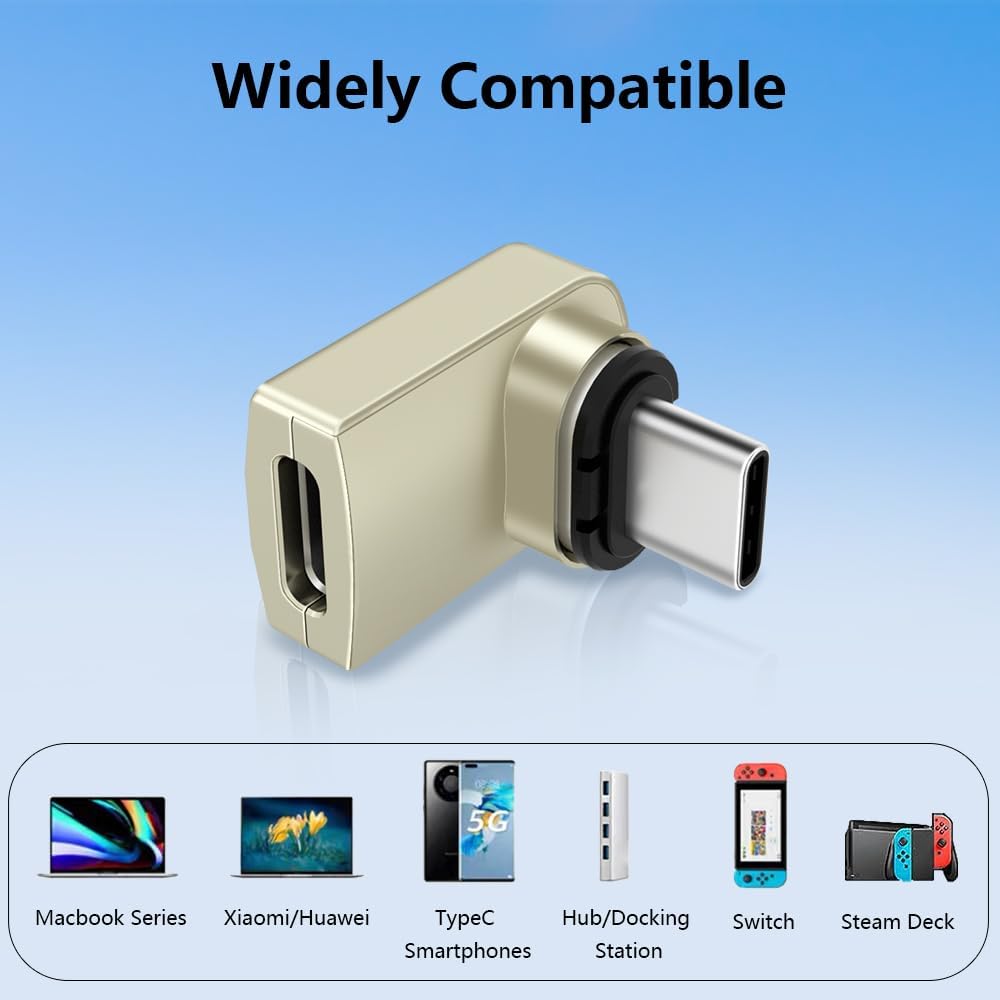SHEEAST Adaptador magnético USB C de 90 grados, paquete de 2 adaptadores USB C magnéticos de 40 Gbps con USB4 8K 60Hz 140 W de carga rápida para