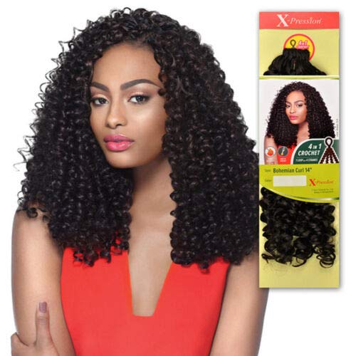 Outre X-Pression – Trenzas de ganchillo de pelo sintético 4 en 1, rizo bohemio de 14 pulgadas (paquete de 4, 2)