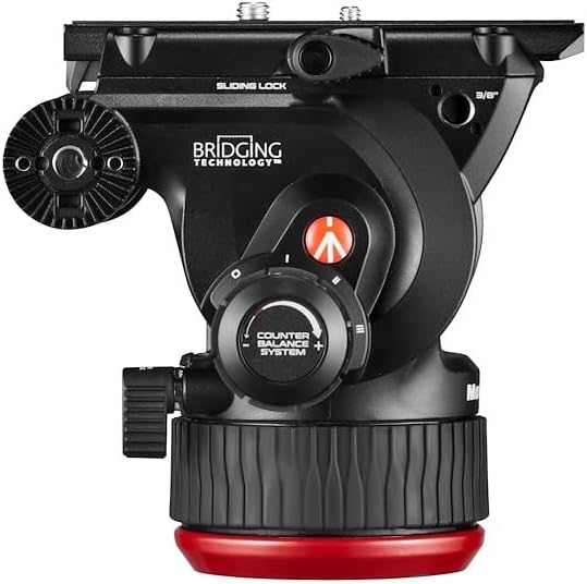 Manfrotto Cabezal de video fluido 504X con trípode doble, kit con trípode de aluminio y cabezal de video, pierna doble con esparcidor de tierra,